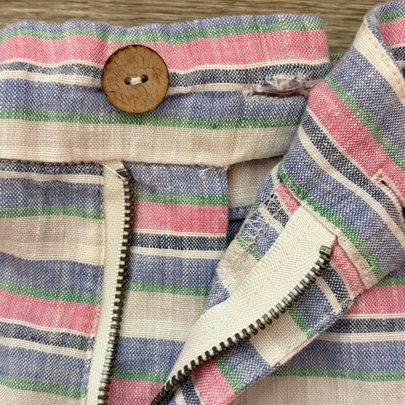 Saint Tropez West Shorts 100% Linen Pastel Stripes Size 6 Beachy Boho - Picture 7 of 12